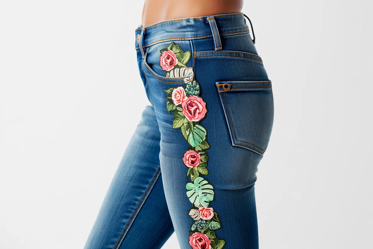 Customisation jean floral