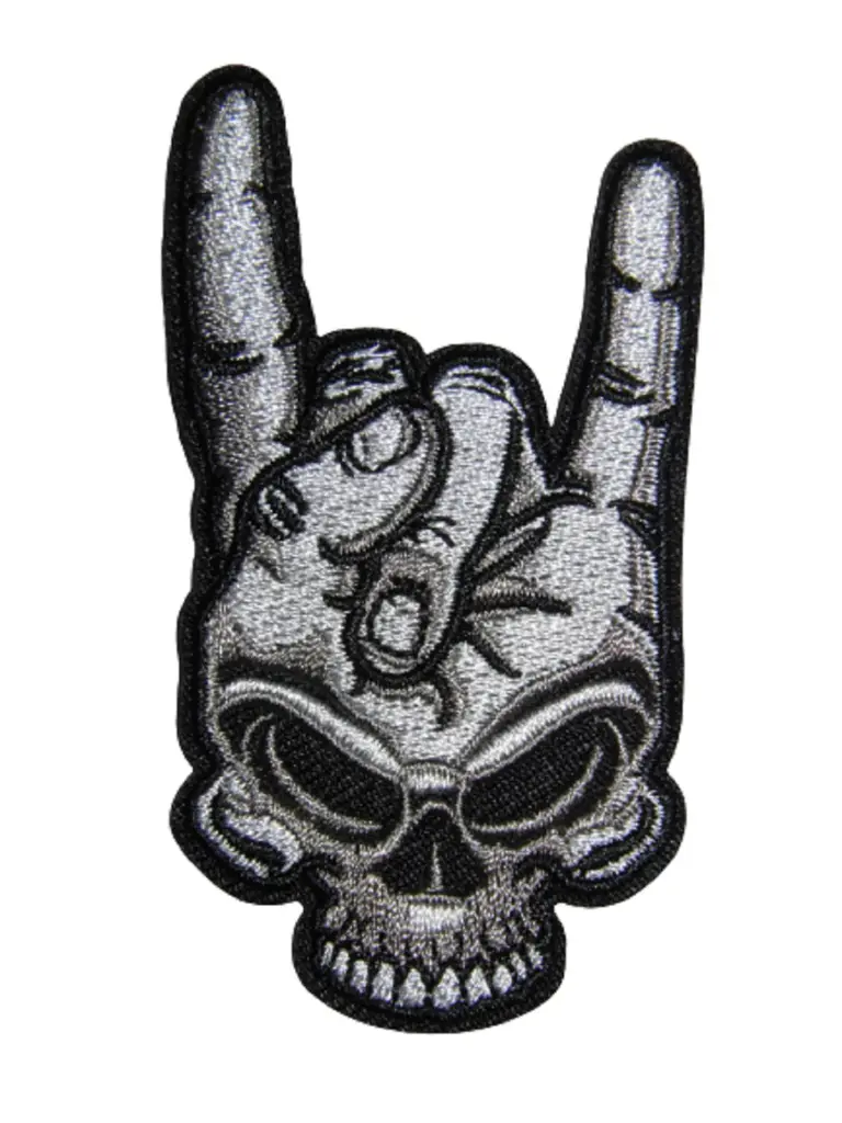 Écusson brodé thermocollant Main squelette rockeur.webp