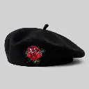 Patch petite rose Beret noir.webp