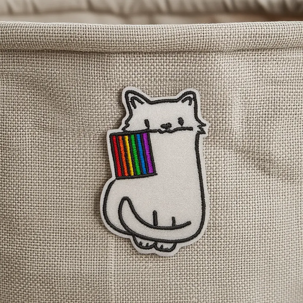Patch chat blanc gay pride panier.webp