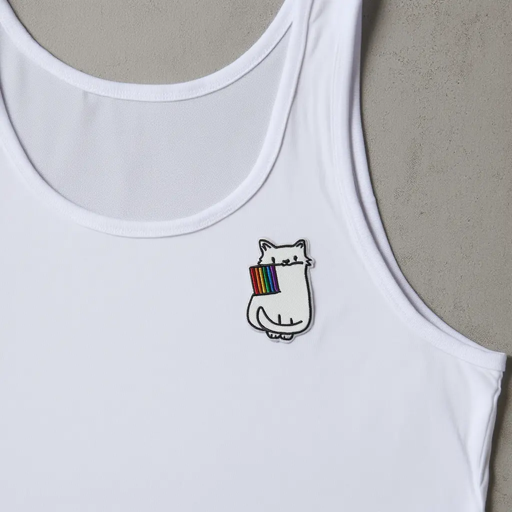 Patch chat blanc gay pride débardeur.webp