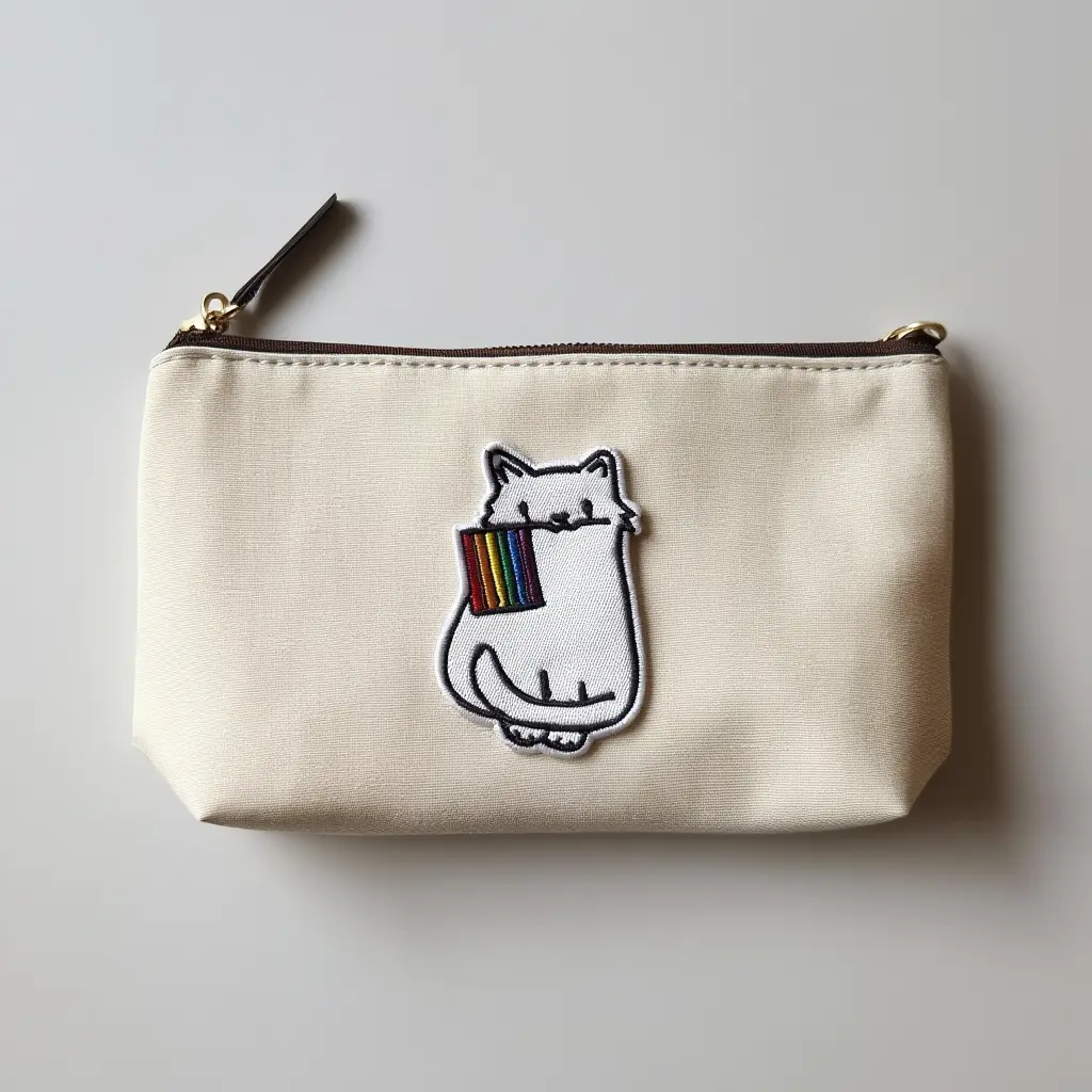 Patch chat blanc gay pride pochette beauté.webp