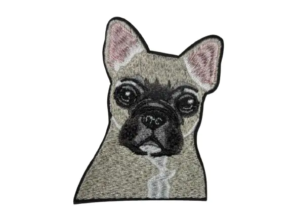 [P1450] Écusson brodé thermocollant Tête Bouledogue Français.webp