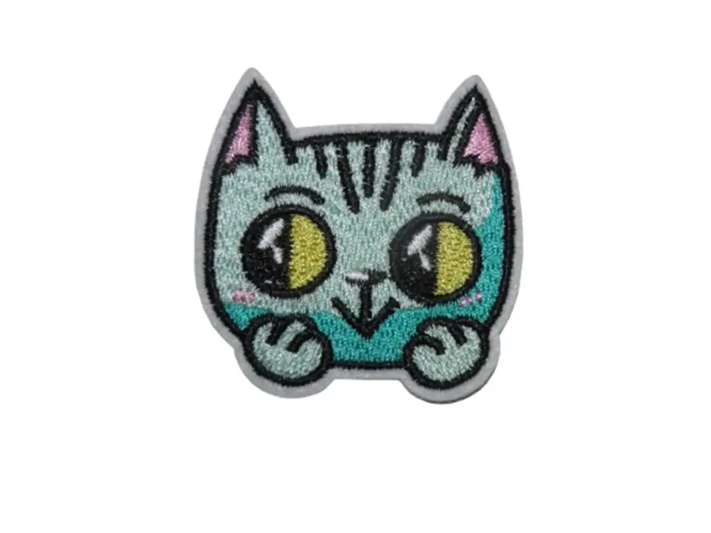 [P1064] Écusson brodé thermocollant Chat vert