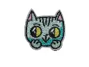 Écusson brodé thermocollant Chat vert
