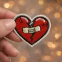 Écusson brodé thermocollant Cœur brisé avec Pansement