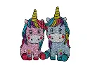 Écusson brodé thermocollant Licornes rose et bleue