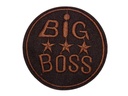 Écusson brodé thermocollant BIG BOSS marron