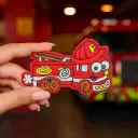 Écusson brodé thermocollant Camion de pompiers rigolo