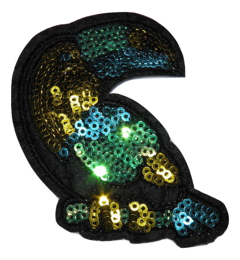 Écusson thermocollant à sequins Toucan