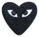 Écusson brodé thermocollant Cœur Noir