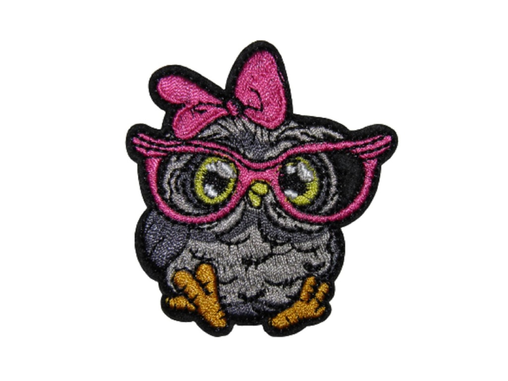Écusson brodé thermocollant Chouette à lunettes
