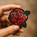 Écusson brodé thermocollant Bouton de rose rouge