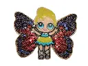 Écusson brodé thermocollant à sequins Grande poupée papillon