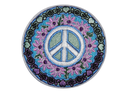 Écusson brodé thermocollant Peace & Love Patch Mandala Signe de Paix Floral - Renfort Textile Décoratif (Ø 8 cm)