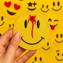 Écusson brodé thermocollant Gros smiley Ensanglanté