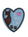 Écusson brodé thermocollant Cœur bleu J'aime mon Chat