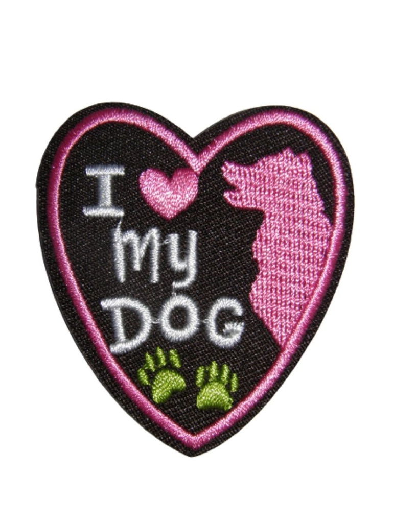 Écusson brodé thermocollant Cœur J'aime mon Chien