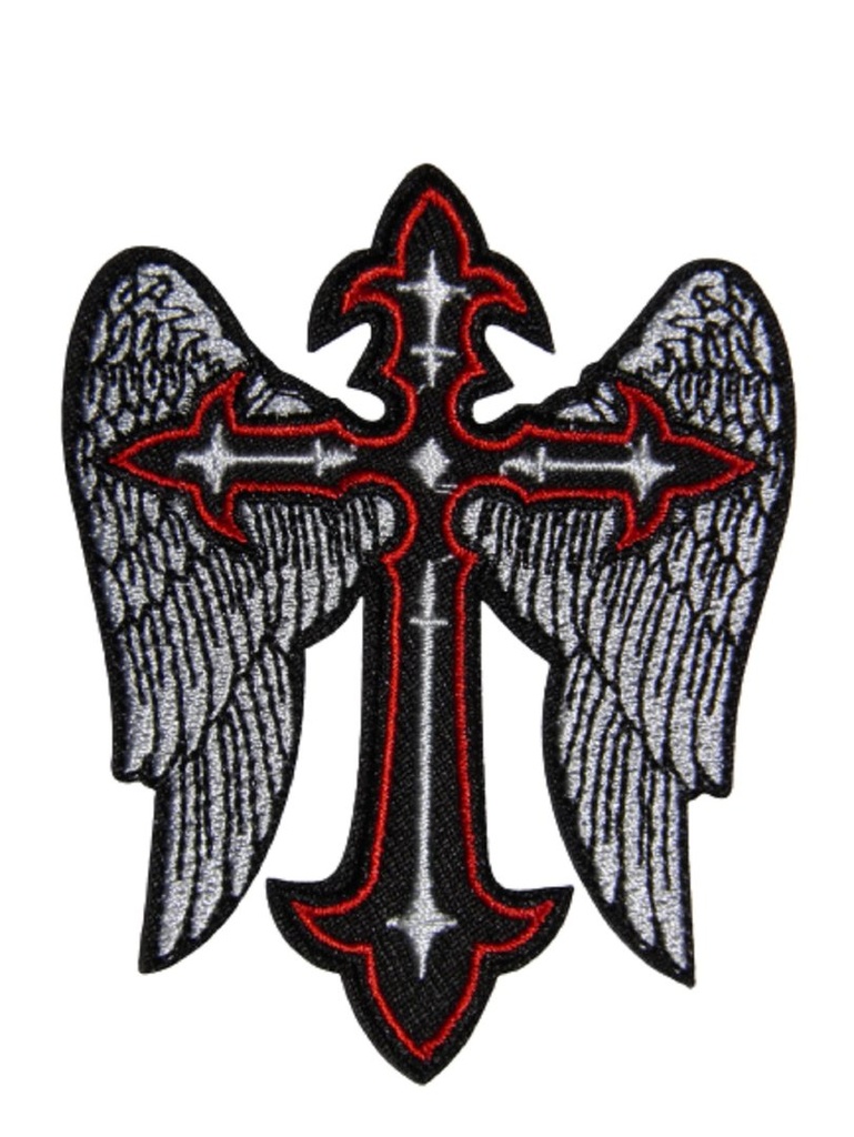Écusson brodé thermocollant Croix ailes d'ange