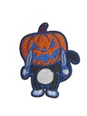 Écusson brodé thermocollant Halloween Chat tête de citrouille