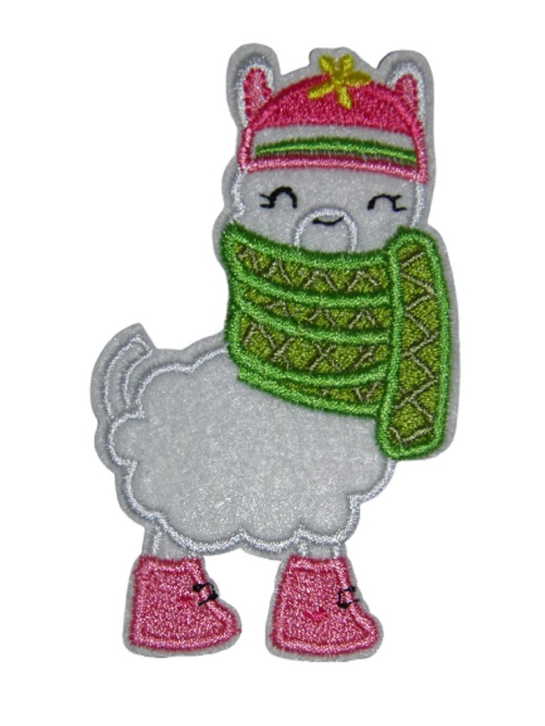 Écusson brodé thermocollant Lama d'hiver