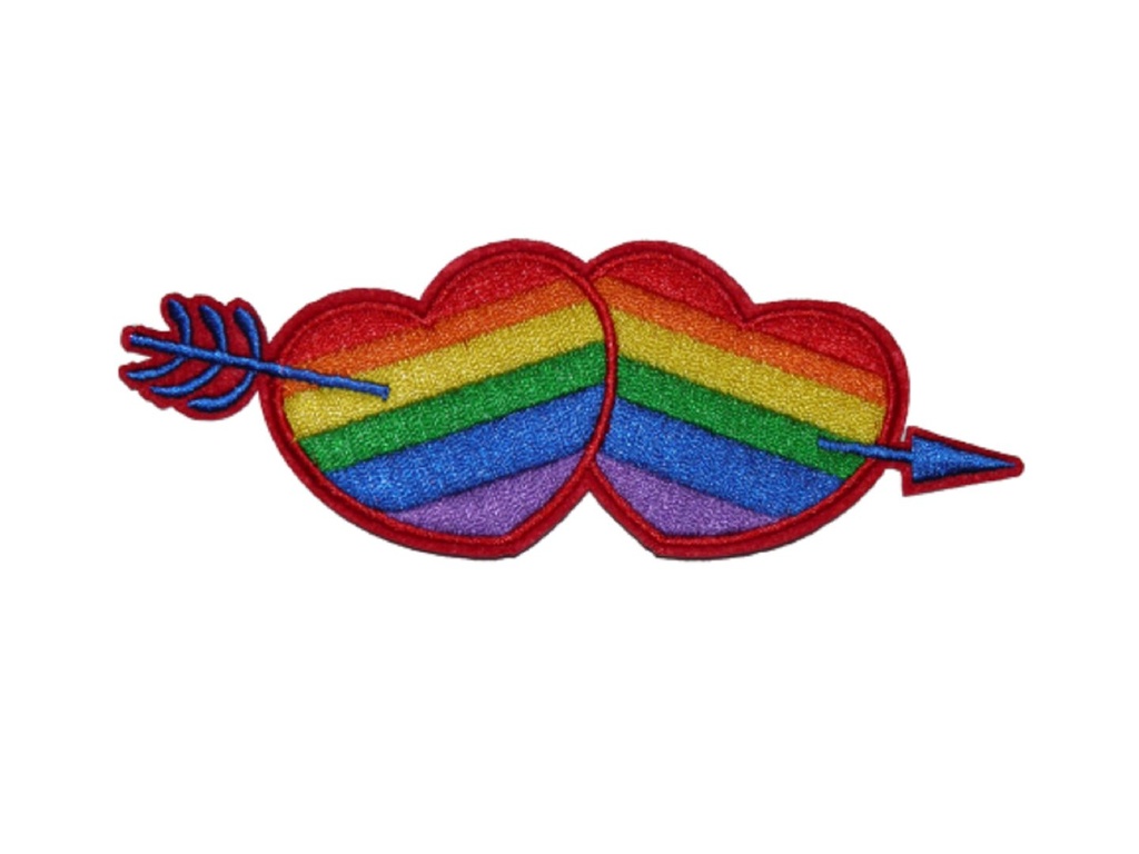 Écusson brodé thermocollant Double Coeurs LGBT