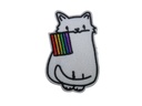 Écusson brodé thermocollant Chat Blanc Drapeau Arc-en-ciel