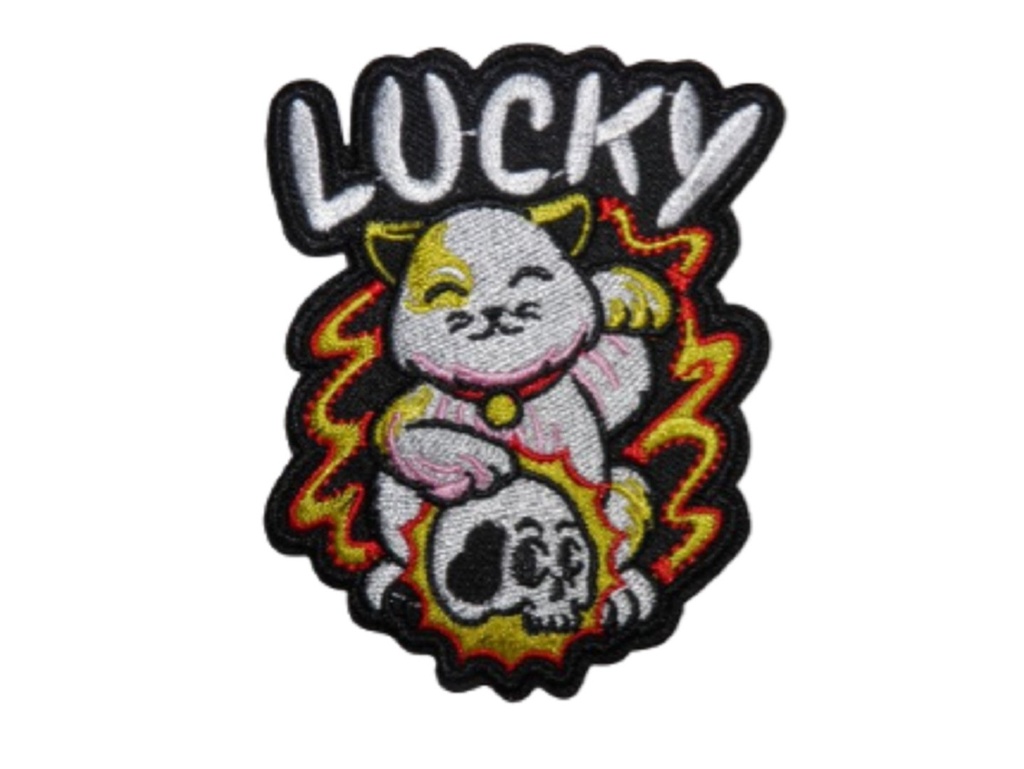 Écusson brodé thermocollant Chat Lucky Punk Rock