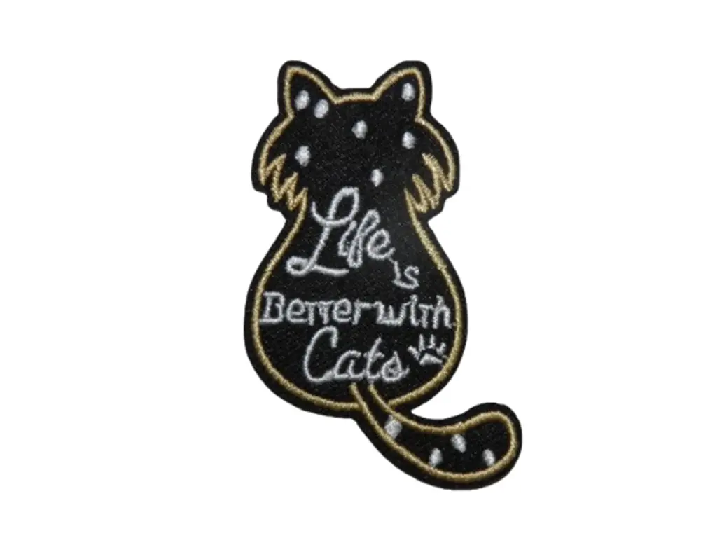 [P1433] Écusson brodé thermocollant Chat Life is Better