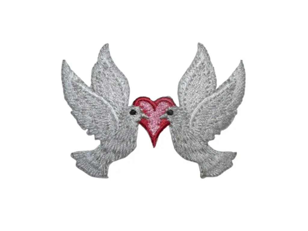 [P1435] Écusson brodé thermocollant Colombes amour
