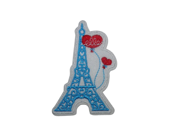 [P1449] Écusson brodé thermocollant Tour Eiffel bleue