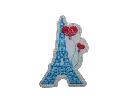 Écusson brodé thermocollant Tour Eiffel bleue