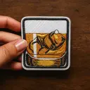 Écusson brodé thermocollant Verre Whisky avec glaçons