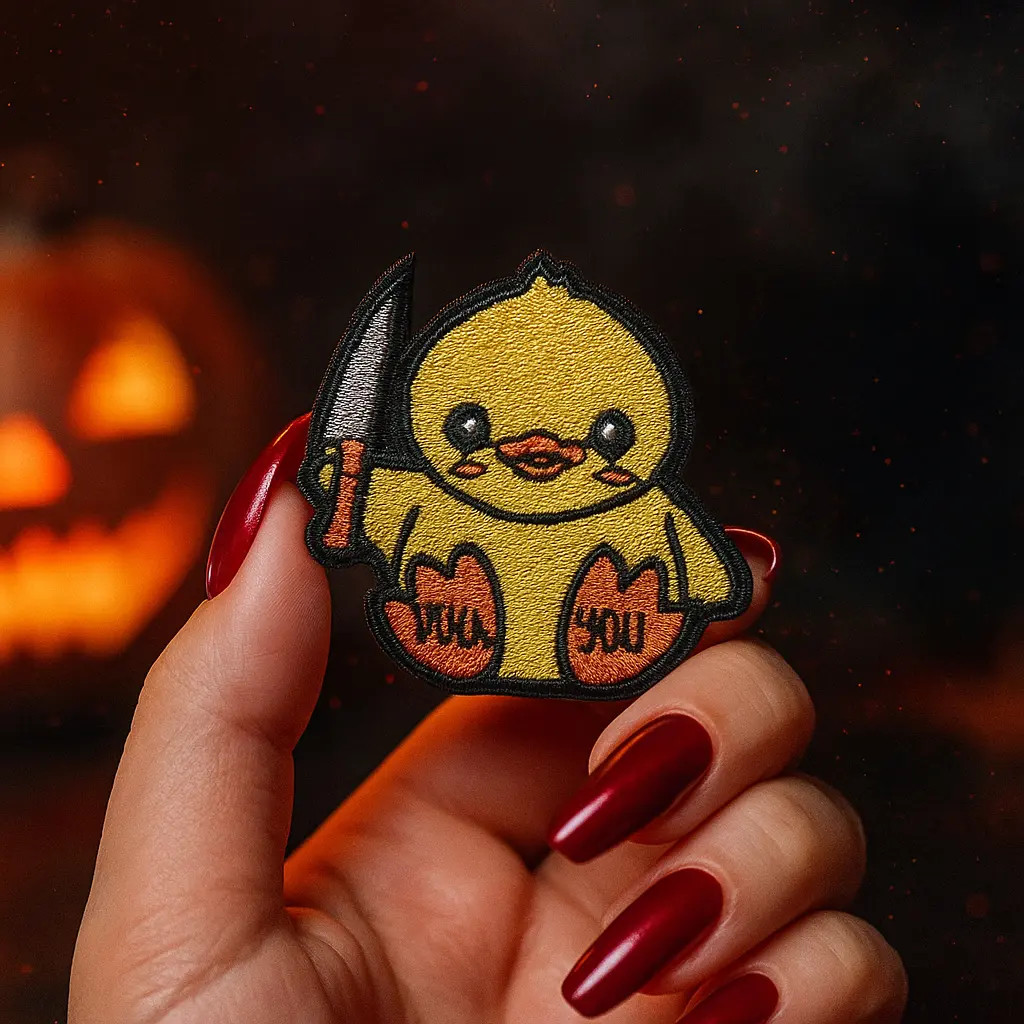 Écusson brodé thermocollant Caneton Meurtrier Horreur Halloween - Renfort Textile Décoratif