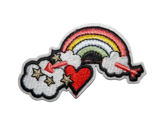 [P1063] Écusson brodé thermocollant Arc-en-ciel et cœur