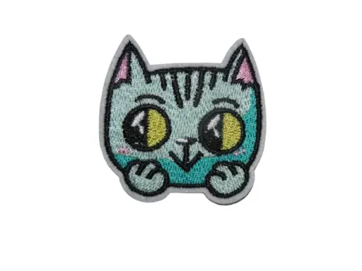 [P1064] Écusson brodé thermocollant Chat vert