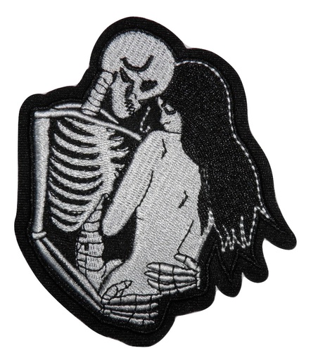 [P1071] Écusson brodé thermocollant Squelette et Femme