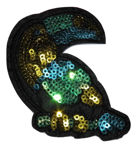 [P3001] Écusson thermocollant à sequins Toucan