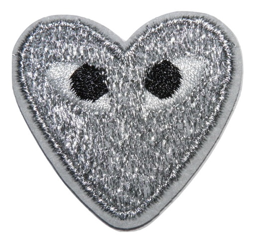 [P1084-0006] Écusson brodé thermocollant Cœur Argenté