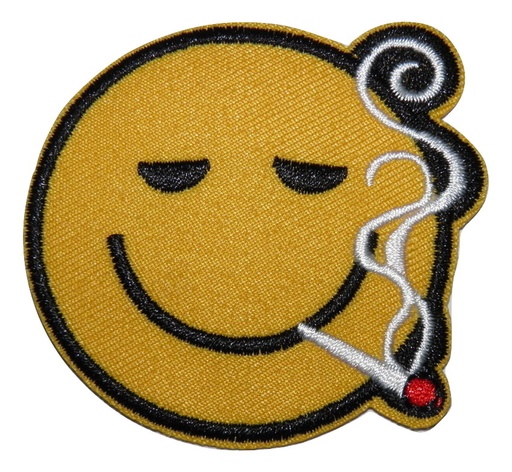 [P1137] Écusson brodé thermocollant Smiley Fumeur