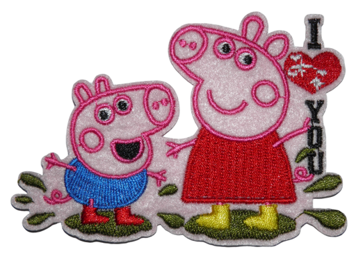 [P1144] Écusson brodé thermocollant Enfants Pigs I love You