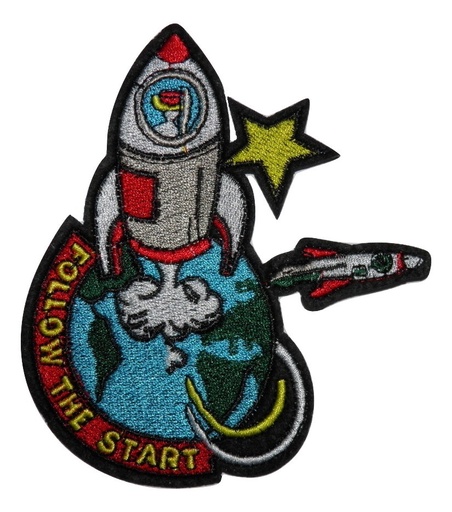 [P1154] Écusson brodé thermocollant ESPACE Fusée décollage