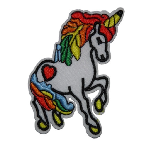 [P1216] Écusson brodé thermocollant Licorne blanche