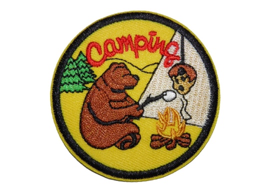 [P1238] Écusson brodé thermocollant Camping Ours Guimauve