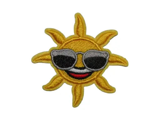[P1265] Écusson brodé thermocollant Soleil à lunettes
