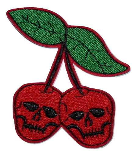 [P1300] Écusson brodé thermocollant Cerises skull
