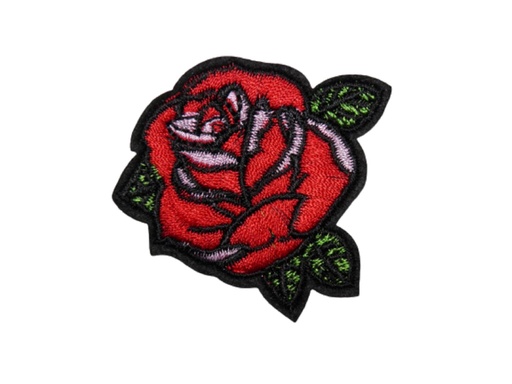 [P1303] Écusson brodé thermocollant Bouton de rose rouge