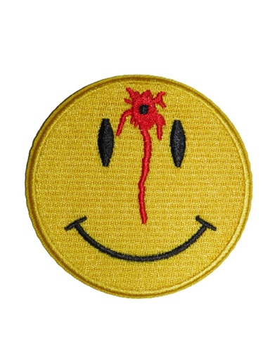 [P1342] Écusson brodé thermocollant Gros smiley blessé