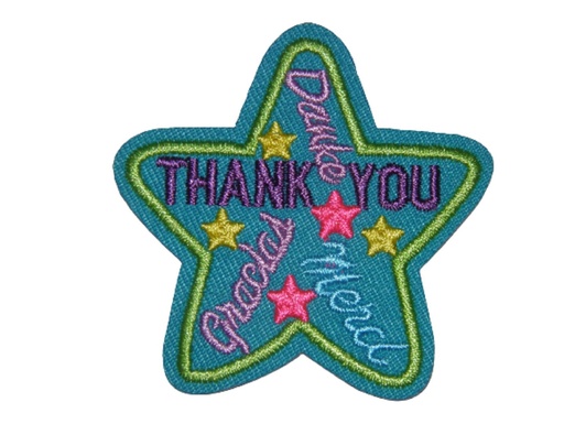 [P1360] Écusson brodé thermocollant Etoile Merci Thank you Danke Gracias