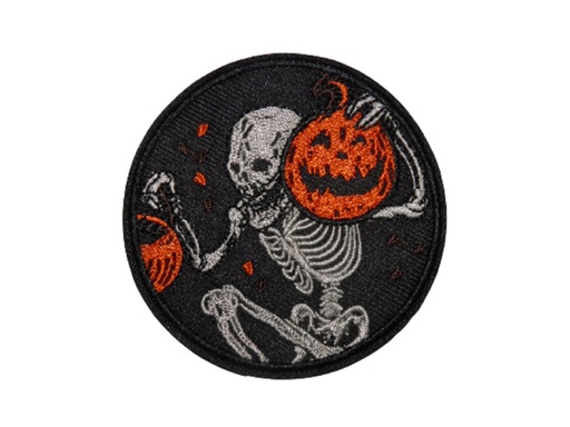 [P1374] Écusson brodé thermocollant Halloween Squelette Citrouilles